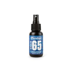 Dunlop Ultraglide 65 string cleaner and conditioner spray bottle (60 ml) with blue label and black cap